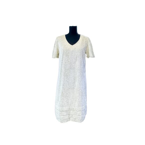 Nicole Miller Beige Print Linen Blend Shift Dress - Small - Picture 1 of 9
